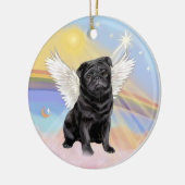 Wolken - Zwarte Pug Engel Keramisch Ornament (Links)