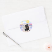 Wolken - Zwarte Pug Engel Ronde Sticker (Envelop)