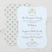 Wolkenblauw en goudbruine gouden bijen kaart (Voorkant / Achterkant)