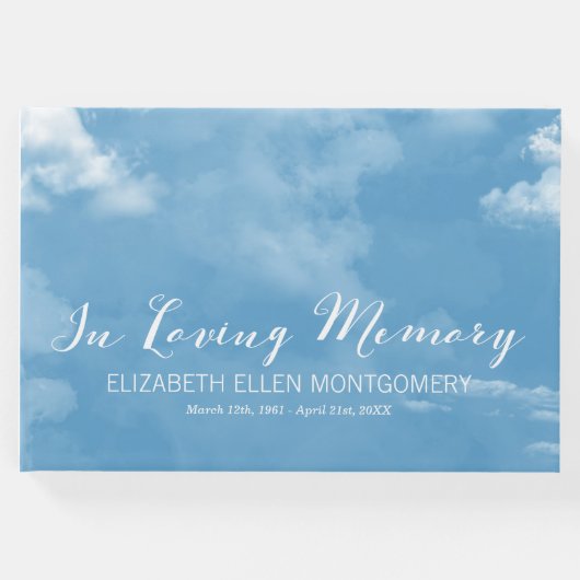 Wolkenblauwe hemel in liefdevolle herinnering gastenboek (Voorkant)