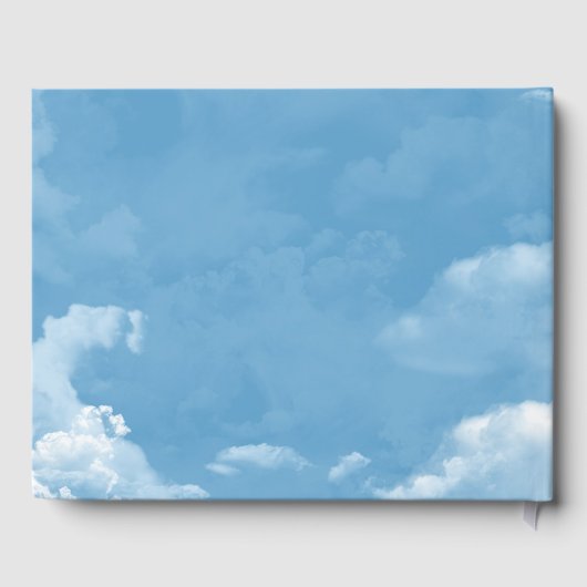 Wolkenblauwe hemel in liefdevolle herinnering gastenboek (Achterkant)