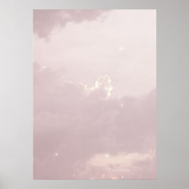 wolkenfraaesthetische sky pastelster light crescen poster