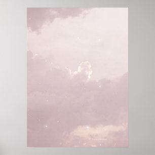 wolkenfraaesthetische sky pastelster light crescen poster