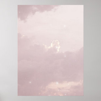 wolkenfraaesthetische sky pastelster light crescen poster