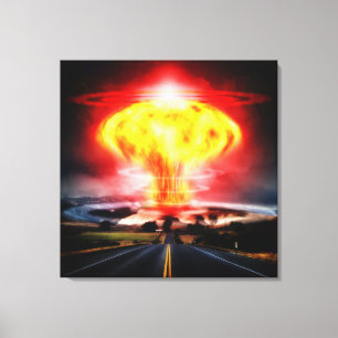 Wolkenillustratie van paddenstoelen voor nucleaire canvas afdruk