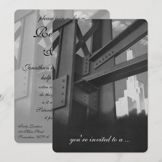  wolkenkrabber gebouw, pensioenfeest kaart (Voorkant / Achterkant)