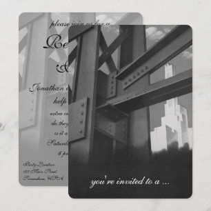 wolkenkrabber gebouw, pensioenfeest kaart