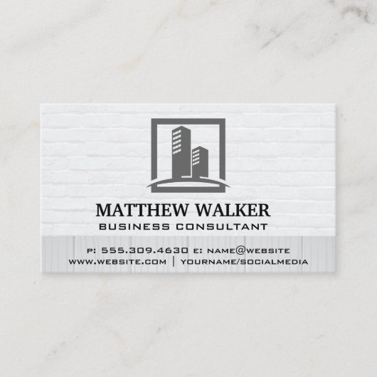 Wolkenkrabber Gebouwen | Baksteen Hout Visitekaartje (Voorkant)