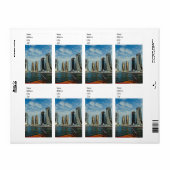 Wolkenkrabbers in de jachthaven van Dubai Etiket (Full Sheet)