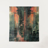 Wolkenkrabbers 's Nachts Abstracte Achtergrond Wan Wandkleed (Voorkant)