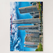 Wolkenkrabbers Singapore Silhouet . Legpuzzel (Verticaal)