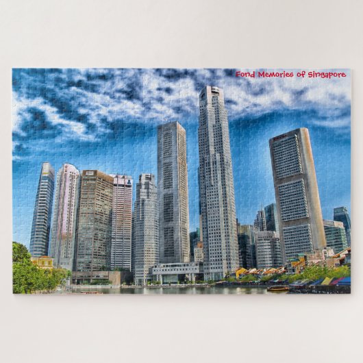 Wolkenkrabbers Singapore Silhouet . Legpuzzel (Horizontaal)