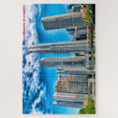 Wolkenkrabbers Singapore Silhouet . Legpuzzel (Verticaal)