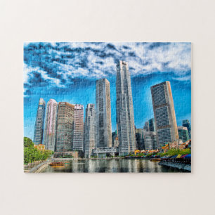 Wolkenkrabbers Singapore Silhouet . Legpuzzel