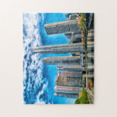 Wolkenkrabbers Singapore Silhouet . Legpuzzel (Verticaal)