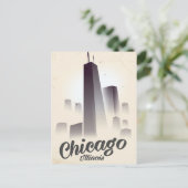 Wolkenkrabbers van Chicago vintage reisposter Briefkaart (Staand voorkant)