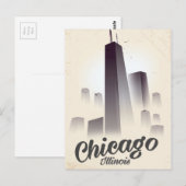 Wolkenkrabbers van Chicago vintage reisposter Briefkaart (Voorkant / Achterkant)
