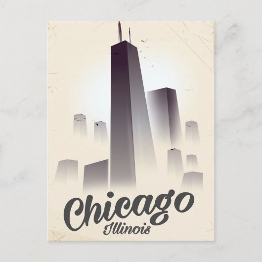 Wolkenkrabbers van Chicago vintage reisposter Briefkaart (Voorkant)