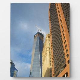 Wolkenkrabberspiegelingen van New York Fotoplaat