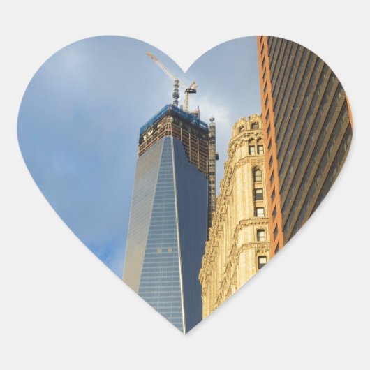 Wolkenkrabberspiegelingen van New York Hart Sticker (Voorkant)