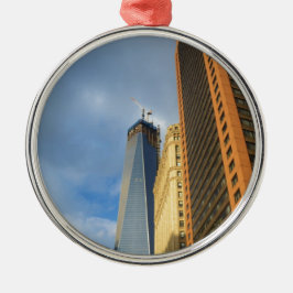 Wolkenkrabberspiegelingen van New York Metalen Ornament