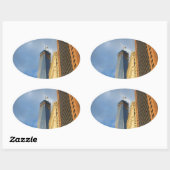 Wolkenkrabberspiegelingen van New York Ovale Sticker (Vel)