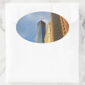 Wolkenkrabberspiegelingen van New York Ovale Sticker (Tas)