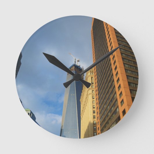 Wolkenkrabberspiegelingen van New York Ronde Klok (Voorkant)