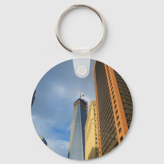 Wolkenkrabberspiegelingen van New York Sleutelhanger (Voorkant)
