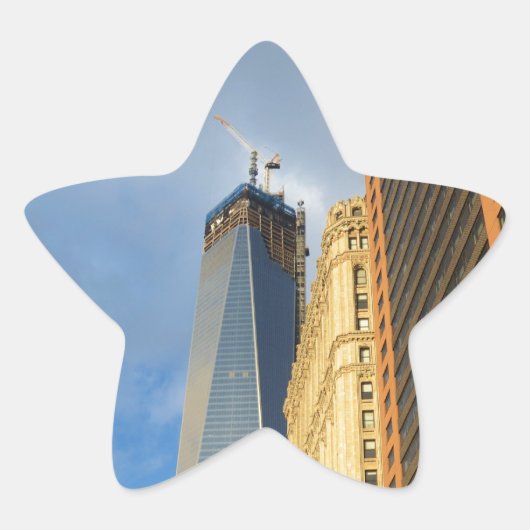 Wolkenkrabberspiegelingen van New York Ster Sticker (Voorkant)