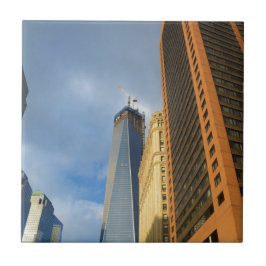 Wolkenkrabberspiegelingen van New York Tegeltje