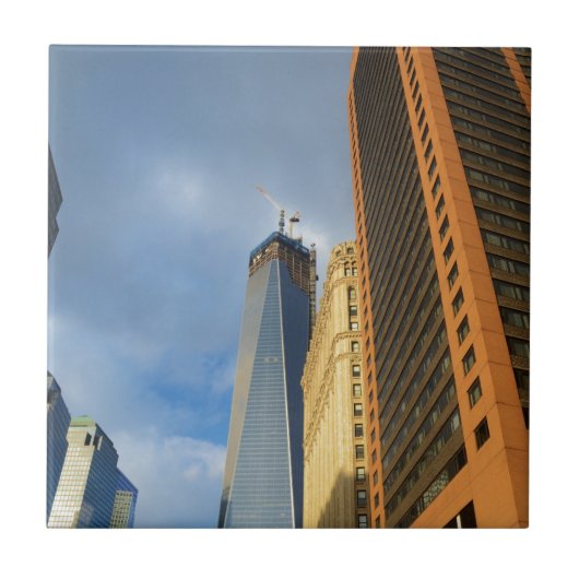 Wolkenkrabberspiegelingen van New York Tegeltje (Voorkant)