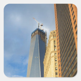 Wolkenkrabberspiegelingen van New York Vierkante Sticker