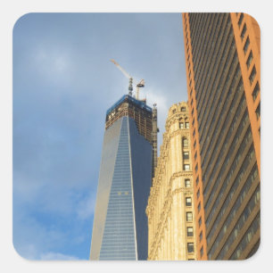 Wolkenkrabberspiegelingen van New York Vierkante Sticker