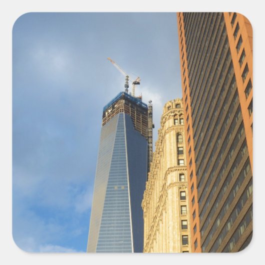 Wolkenkrabberspiegelingen van New York Vierkante Sticker (Voorkant)