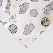 Wolkenplaneten schieten sterren in zwarte witte st tissuepapier (Detail)