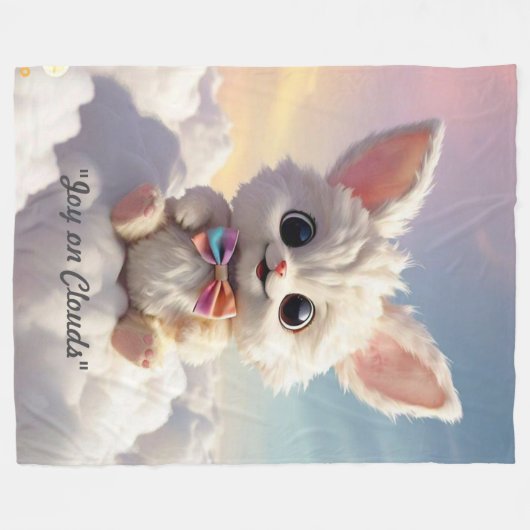 "Wolkenspringplezier" Fleece Deken (Voorkant (Horizontaal))
