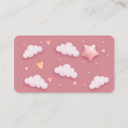 Wolkenthema Baby Shower Roze Luier Raffle Informatiekaartje (Achterkant)