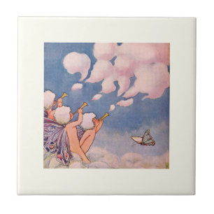 Wolkfeeën die wolken maken tegeltje