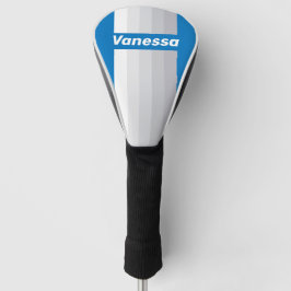 Wolkige Blauwe Lucht Strepen Speld met Naam Golfheadcover