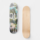 Wolkige mensen collage kunstwerk persoonlijk skateboard (Voorkant)