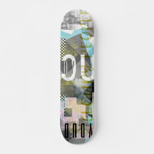 Wolkige mensen collage kunstwerk persoonlijk skateboard