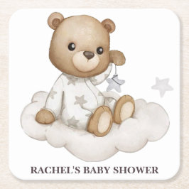 Wolkige Teddybeer Baby Shower Onderzetter