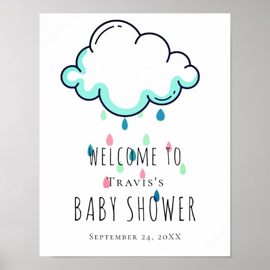 Wolkje Baby Borrel Welcome Bord Poster (Voorkant)