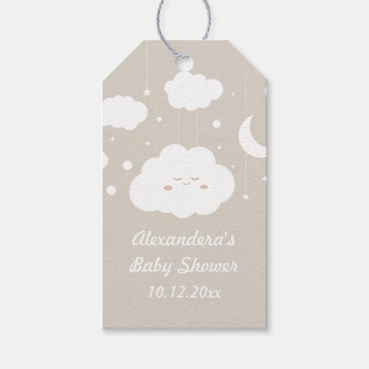 Wolkje baby shower cadeautje cadeaulabel (Voorkant)