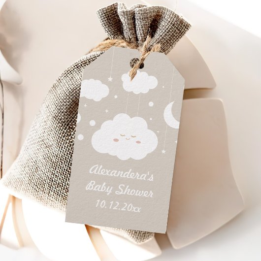 Wolkje baby shower cadeautje cadeaulabel