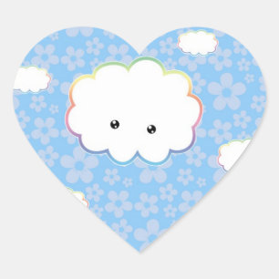 Wolkjesstickers Kawaii Wolken Hart Sticker