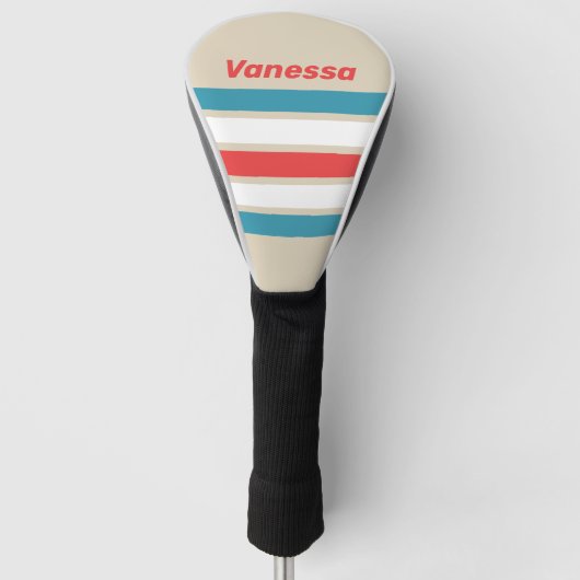 Wolkzoeker over strepen met naam golfheadcover (Voorkant)