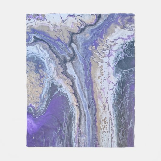 Wollen deken abstract paars & goud mineraalader (Voorkant)