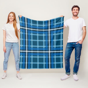 Wollen deken blauw tartan ruitpatroon